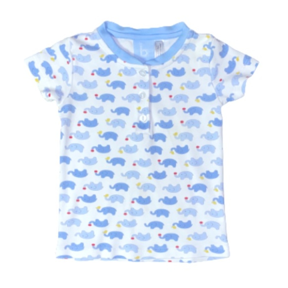 Toddler Boy White And Blue Elephant Pajama Top Size 3T